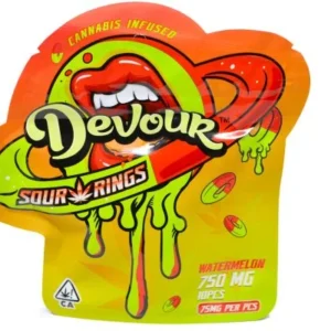 Devour Edibles (750mg) Sour Rings – Watermelon