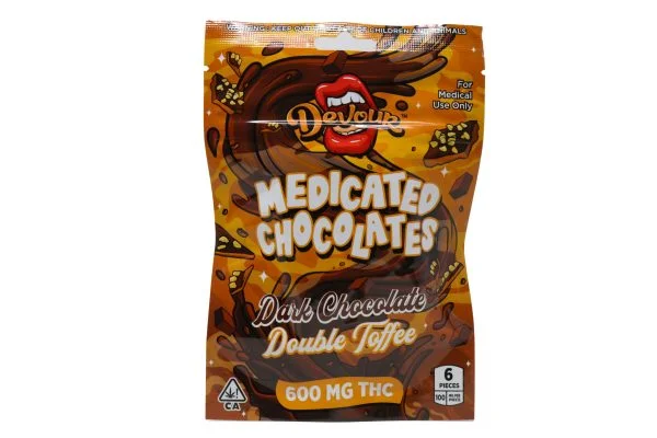 Devour Medicated Chocolates (600mg) – Dark Chocolate Double Toffee
